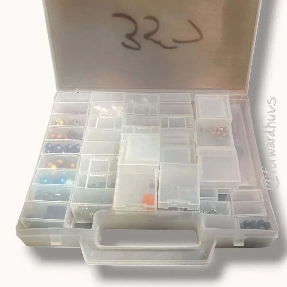 Mixed Bead Lot Jewelry Making Craft Supplies Clear Storage Organizer Box